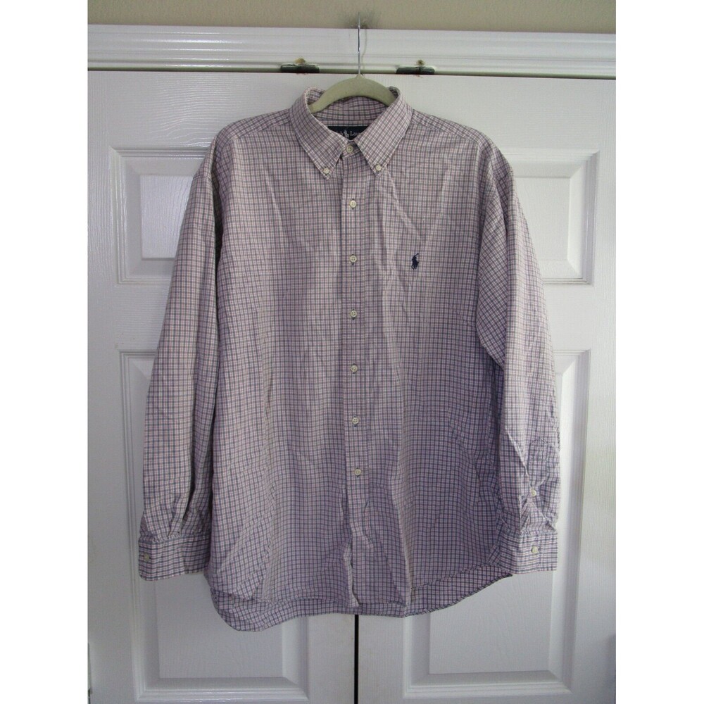 Ralph Lauren Blaire Shirt Size Large Blue Red Check Long Sleeve Button Up